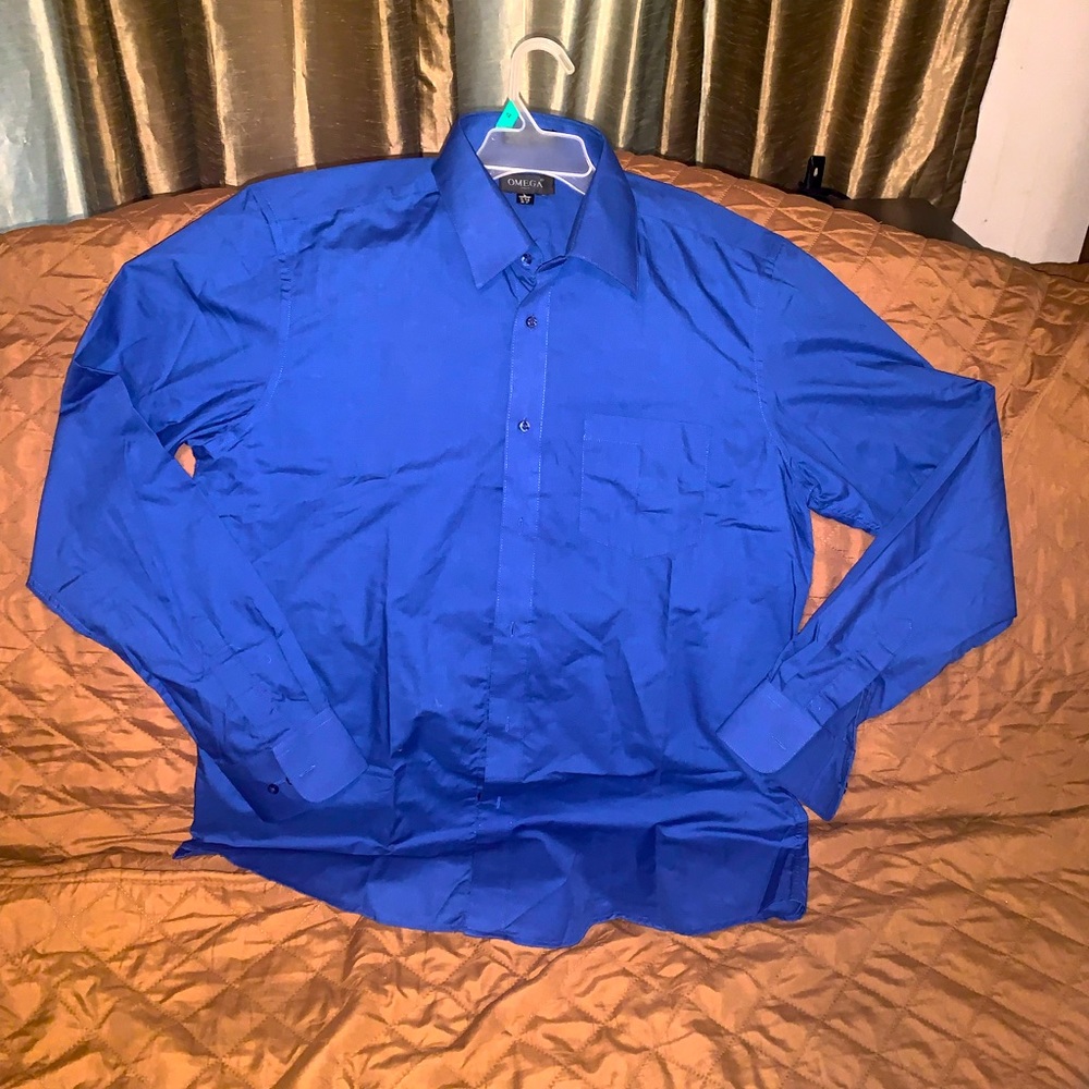 Royal blue, men’s dress shirt, size large - Picture 1 of 2